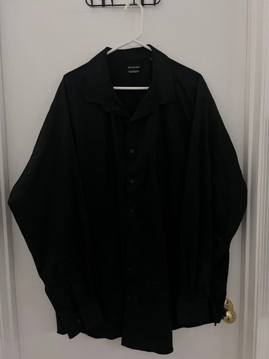 Other - Van Heusen Men’s Black Dress Shirt Big Fit Stretch Ultra Wrinkle Free 20 36/37